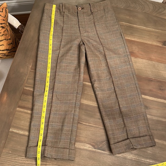 SCOOP women’s brown pleat front cropped plaid cuffed trousers. Size 0. - Picture 8 of 12